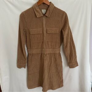 J. Crew zip-front cinched dress in corduroy